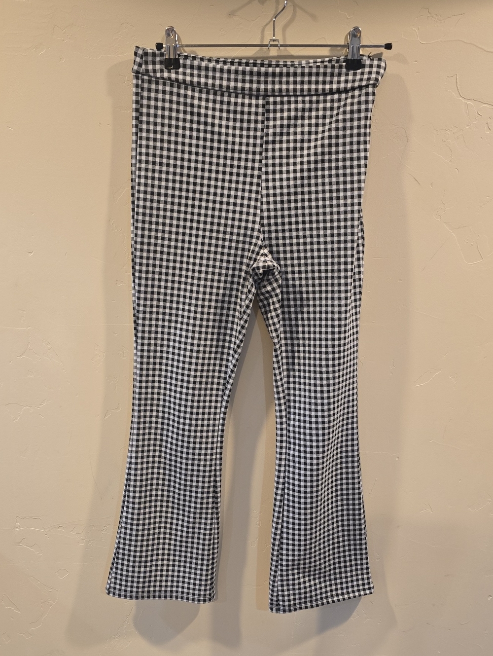 Forever 21 Black and White Gingham Flare Leggings